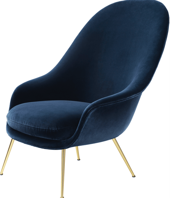 Bat Lounge Chair w/ High Back - Matte Brass