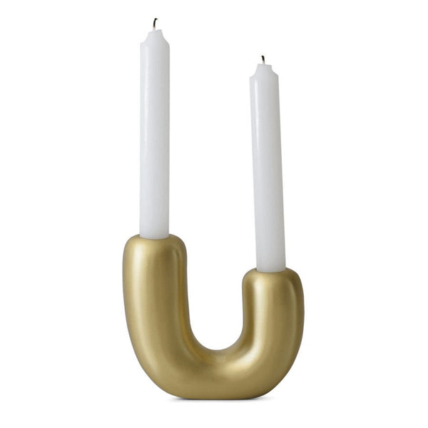 Duo Candle Holder in Brushed Brass
