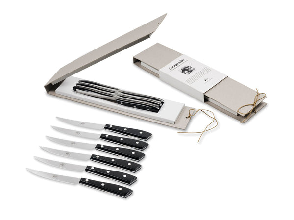 Compendio 6pc Polished Steak Knife Set - Black