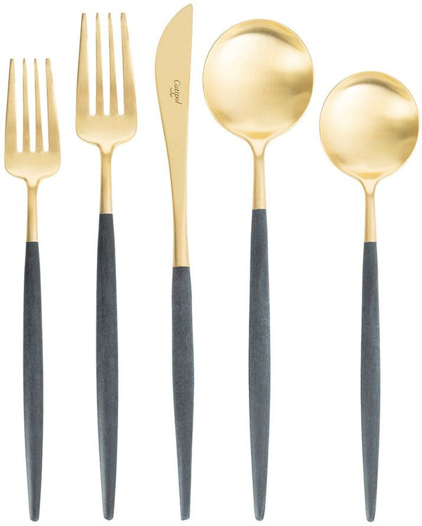 Goa Cutlery Blue Handle - Brushed Gold