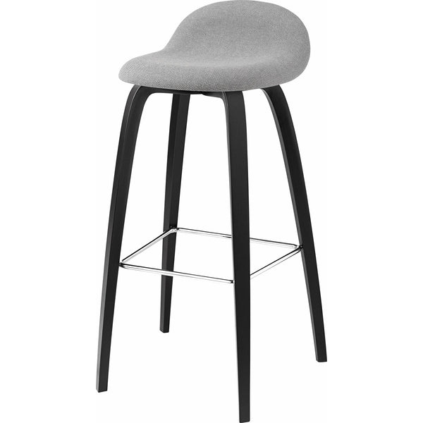 Gubi 3D Stool Upholstered Shell - Wood Base - 25.6" Seat Height