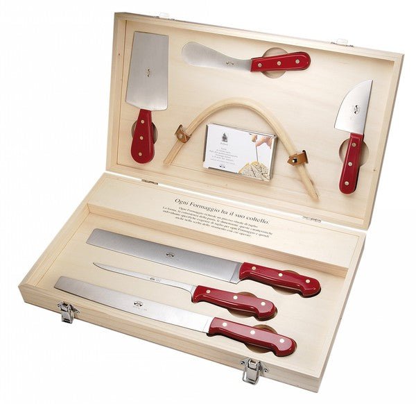 Italiani 7pc Cheese Knife Boxed Set - Red Lucite