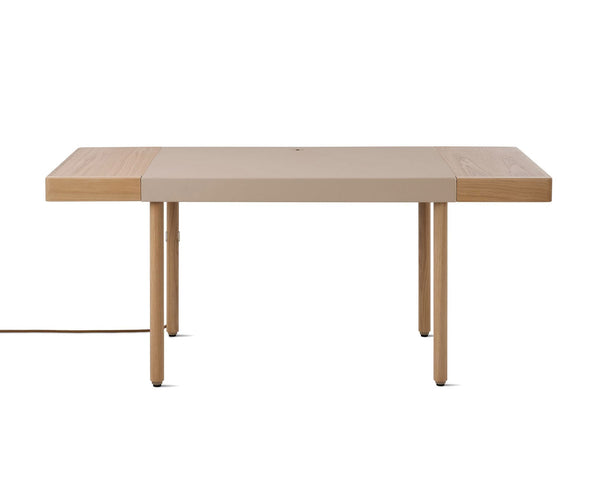 Leatherwrap Sit-to-Stand Desk - Oak