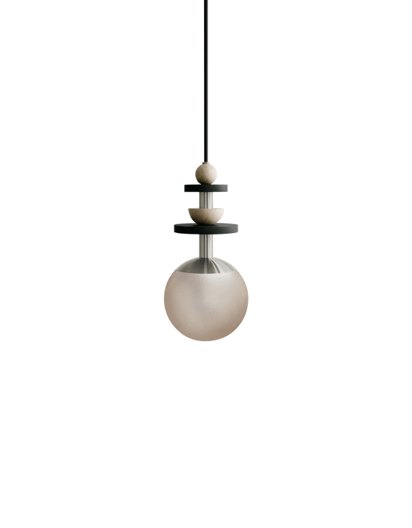 Open Box - Maru Pendant - Satin Nickel - Medium - Cream Translucent Globe