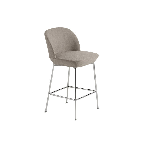 Backed fabric bar stool with chrome legs