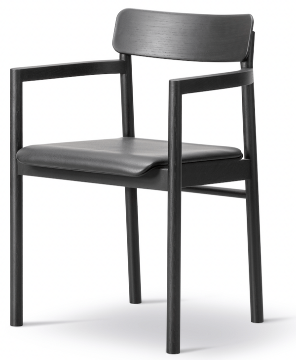 Post Chair - Upholstered Black Lacquered Oak