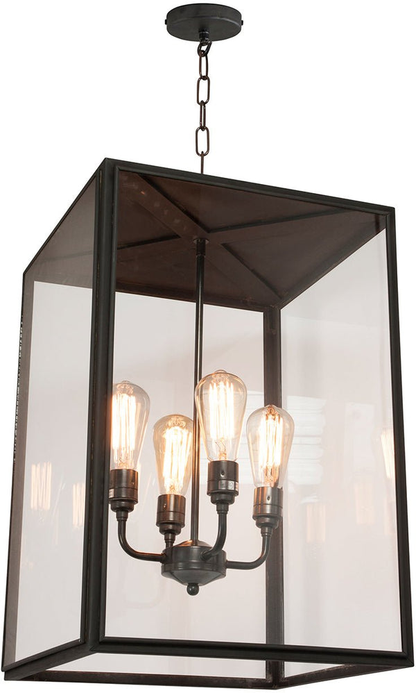 Square Pendant With Four Lampholders Closed Top - Extra Large
