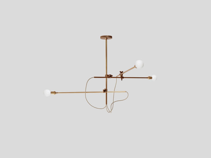 3 Arm Industrial Chandelier - Workstead Chandeliers - Hewn Brass - HORNE