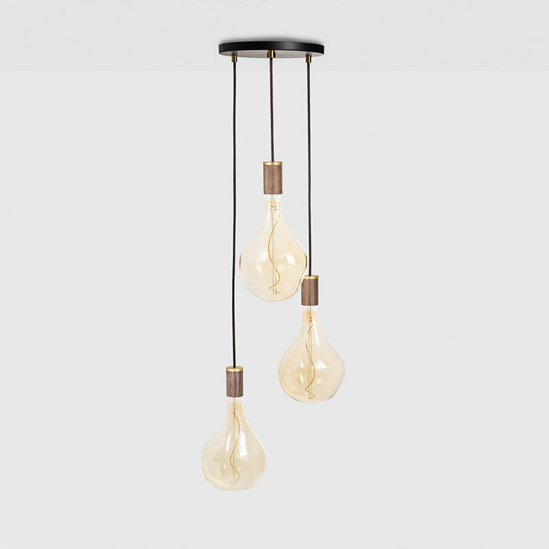 Open Box - Triple Pendant in Walnut + Voronoi II - Black Canopy