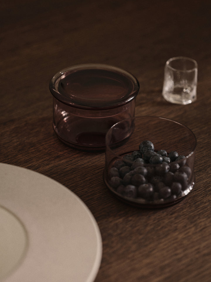 Mauve Boya Stackable Containers in a styled setting