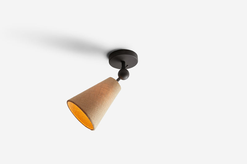 Pendolo Flush Mount - Workstead - Ceiling Lights - Small - Natural Linen - Hewn Brass - HORNE