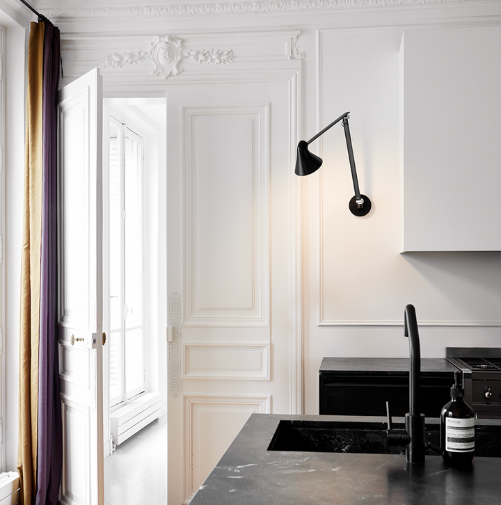 NJP Wall Lamp - Louis Poulsen - Wall Sconces - Light Aluminum Grey - Long Arm - 2700K - HORNE