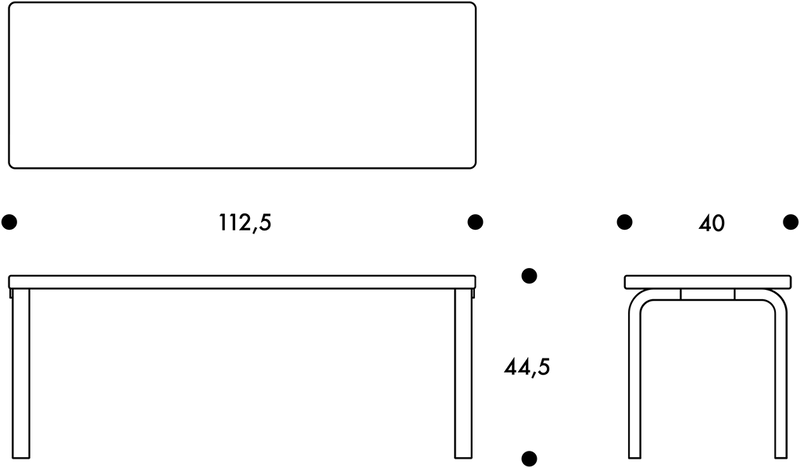 Aalto Bench 153A - Solid Top - Artek Stools + Benches + Ottomans - Birch - HORNE