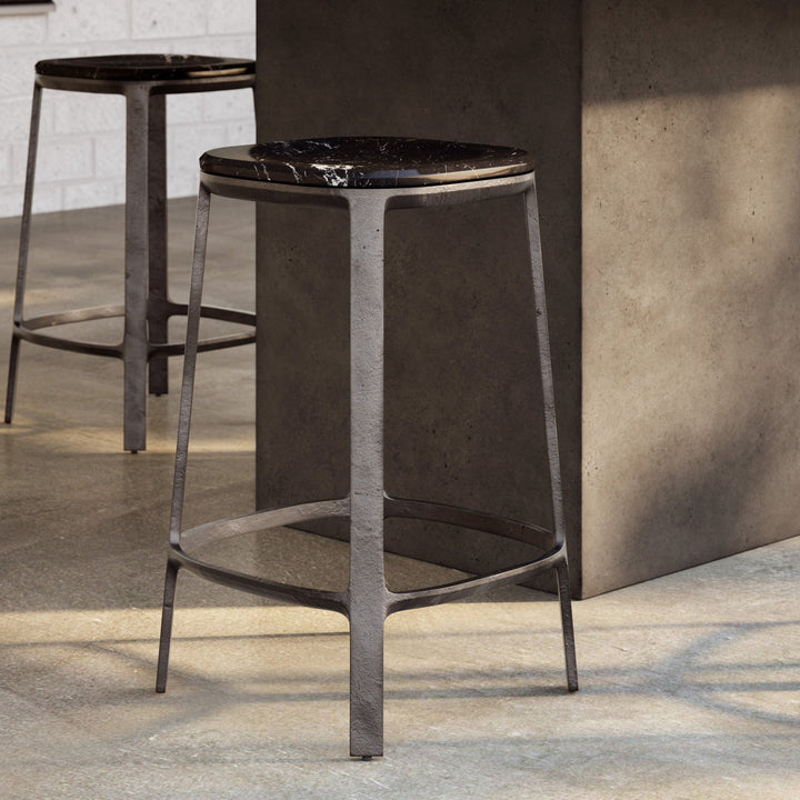 Alfie Counter Stool - Urbia Stools + Benches + Ottomans - Toronto Sand Antique Nickel - HORNE