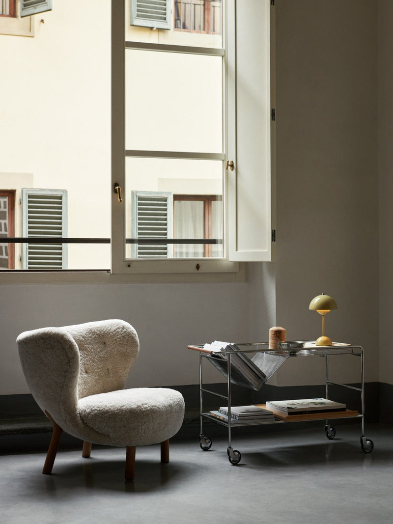 Alima Trolley - &Tradition Trolleys + Carts - Chrome & Lacquered Oak - HORNE