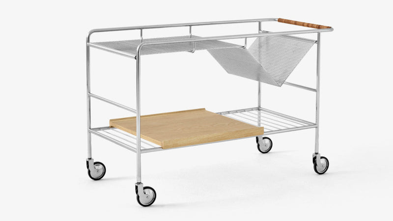 Alima Trolley - &Tradition Trolleys + Carts - Chrome & Lacquered Oak - HORNE