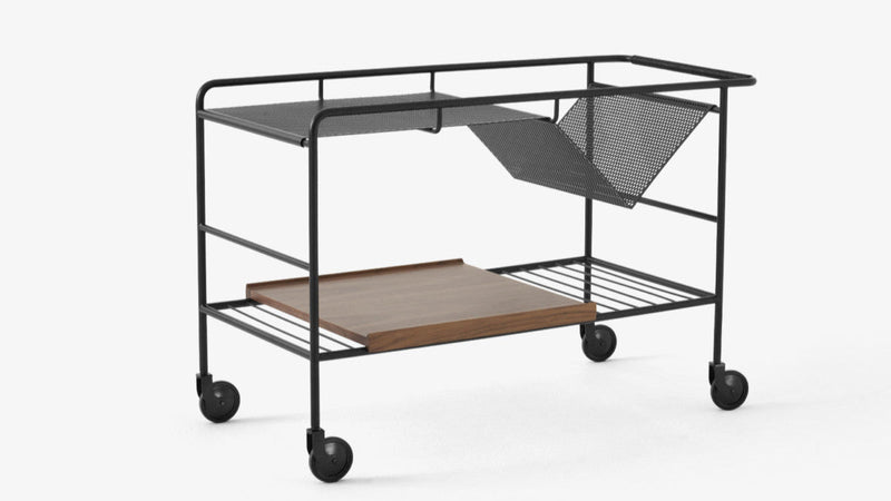 Alima Trolley - &Tradition Trolleys + Carts - Chrome & Lacquered Oak - HORNE