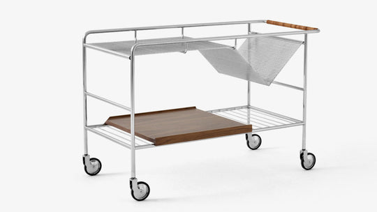 Alima Trolley - &Tradition Trolleys + Carts - Chrome & Lacquered Walnut - HORNE
