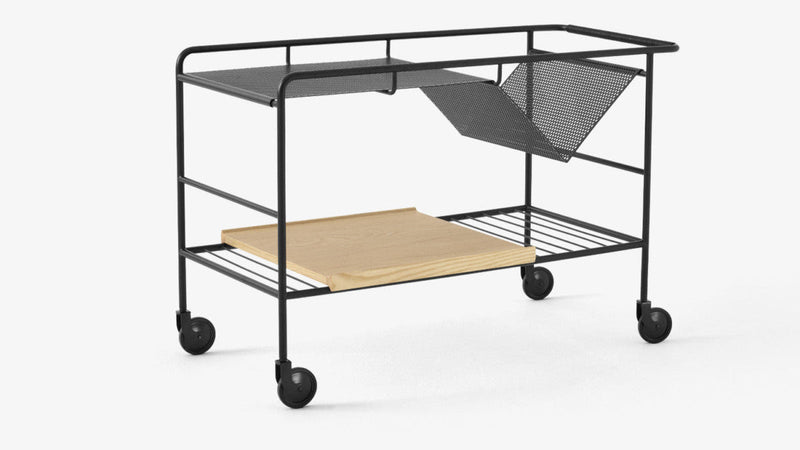 Alima Trolley - &Tradition Trolleys + Carts - Chrome & Lacquered Oak - HORNE