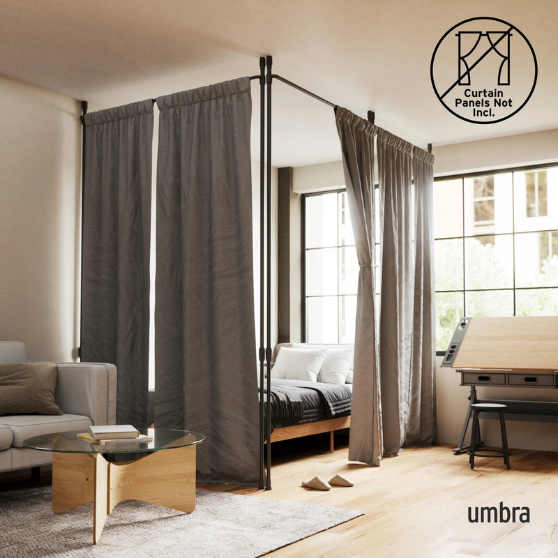 Anywhere Curtain Rod & Room Divider - Umbra Bath - Black - HORNE