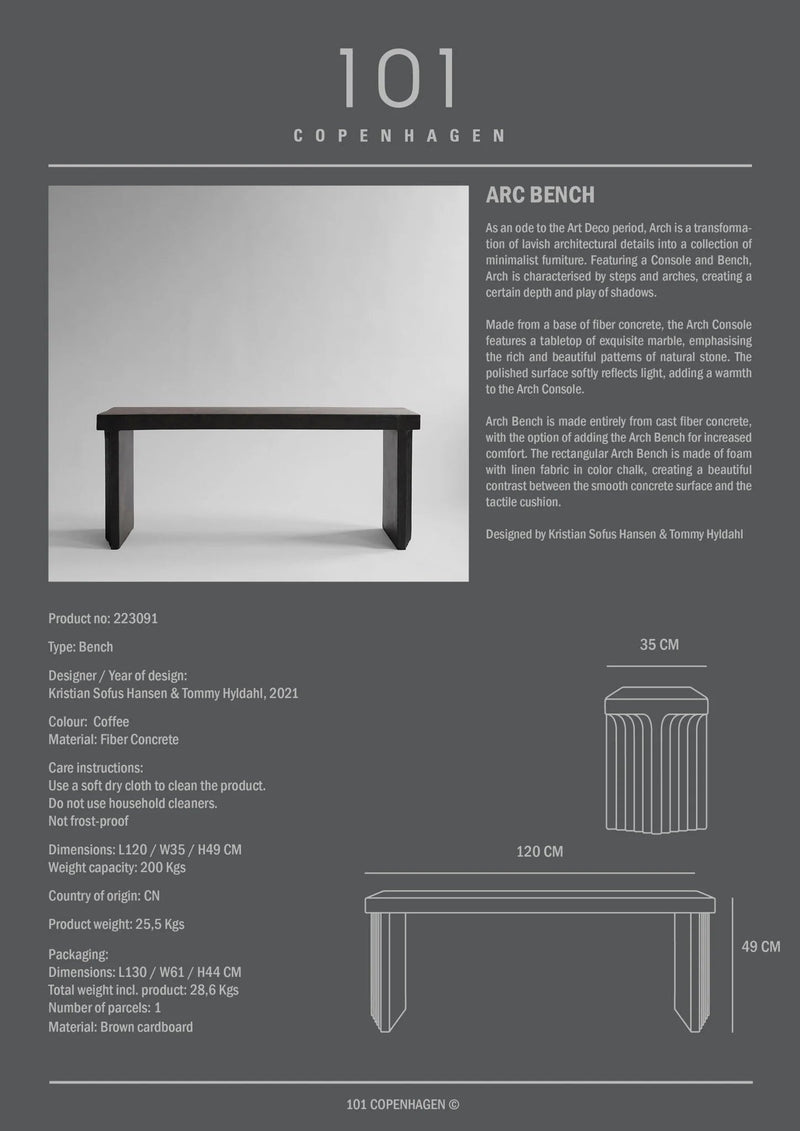 Arc Bench - 101 Copenhagen Stools + Benches + Ottomans - Coffee - HORNE