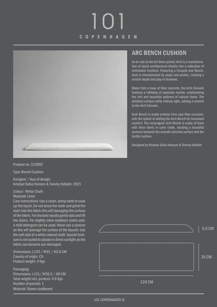 Arc Bench Cushion - 101 Copenhagen Blankets + Throws + Pillows - HORNE