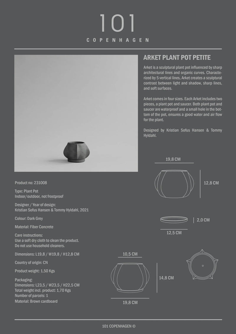 Arket Plant Pot - 101 Copenhagen Vases - Petit - Dark Grey - HORNE