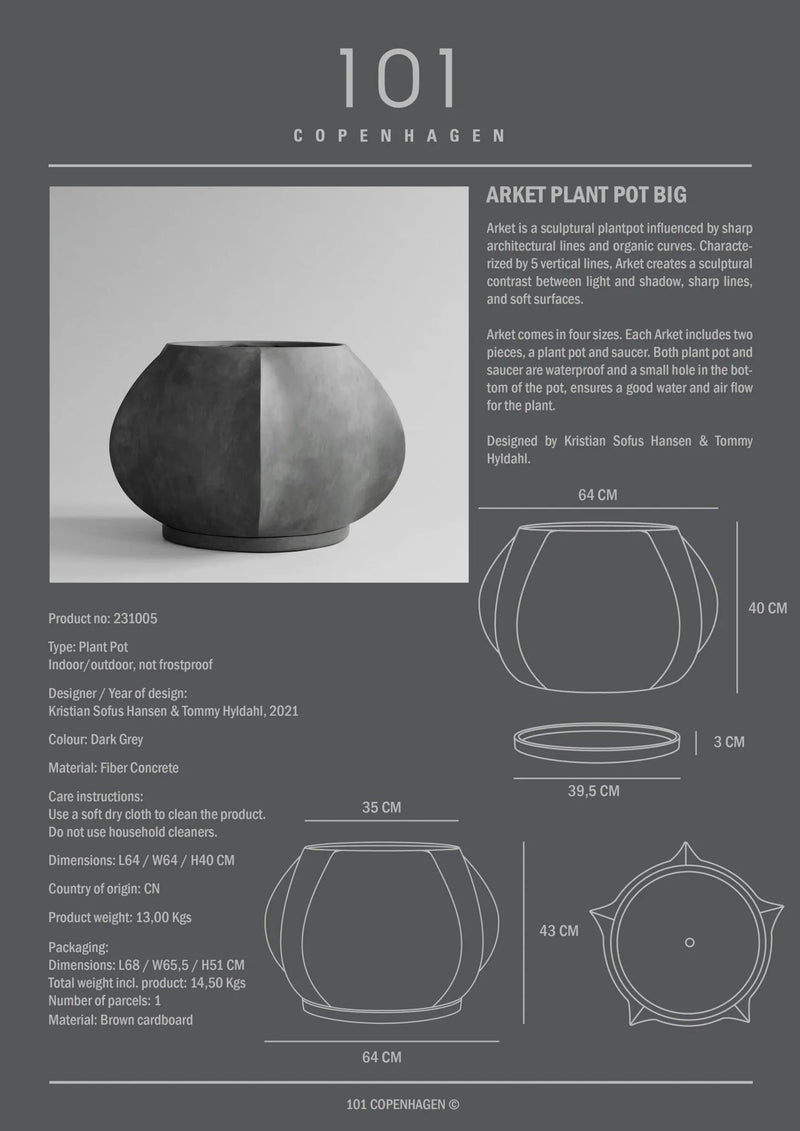Arket Plant Pot - 101 Copenhagen Vases - Petit - Dark Grey - HORNE