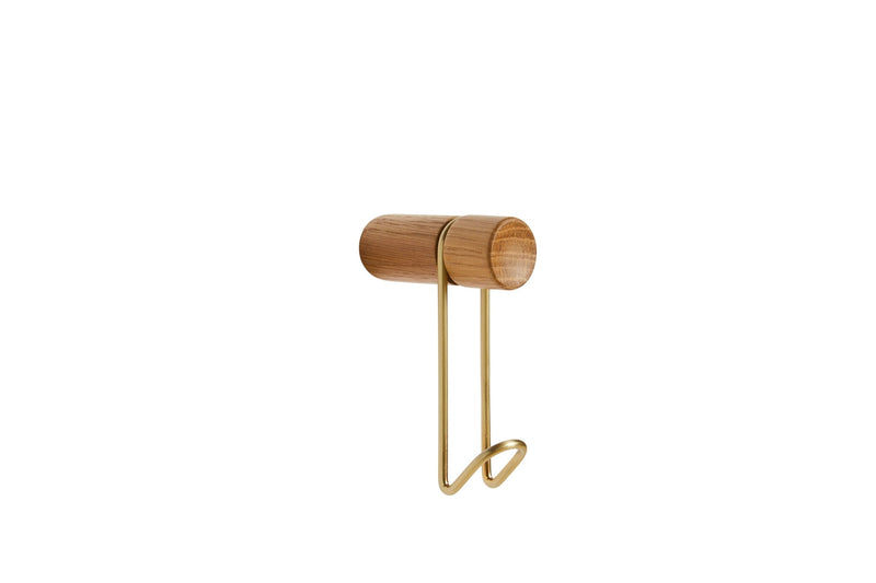 Around Wall Hanger - Small - Woud Hangers & Hooks - Oak/satin brass - HORNE
