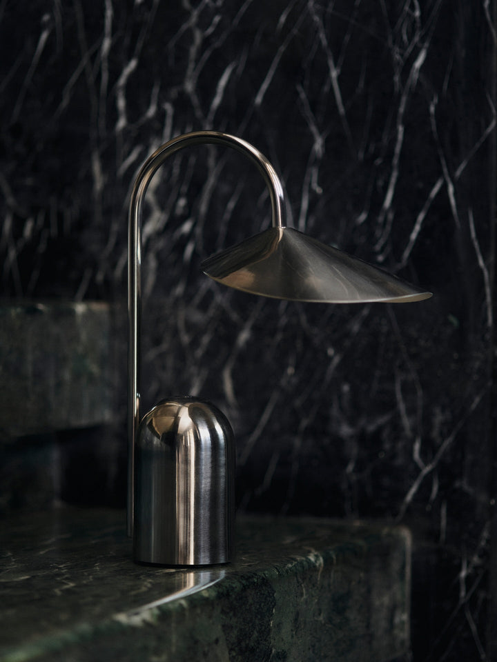 Arum Portable Lamp - Stainless Steel - Ferm Living Table + Task - HORNE