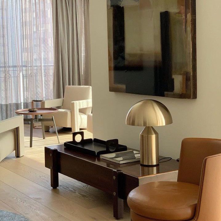 Atollo Metal Table Lamp - Oluce - Table + Task - Satin Bronze - Small - HORNE