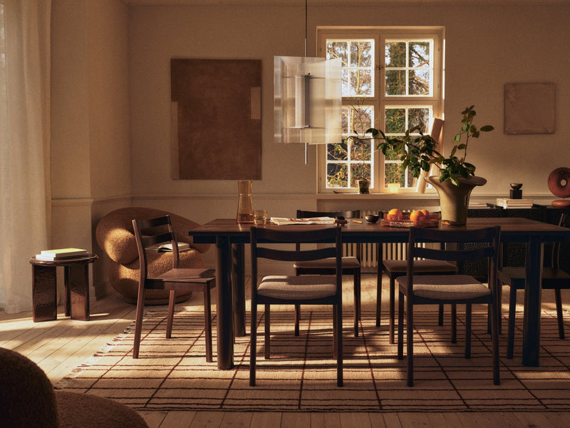 Atura Dining Table - 160 x 90 - Light Cashmere/Burgundy Linoleum - Ferm Living Tables - HORNE