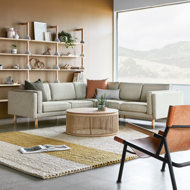 Augusta Bi - Sectional - Gus* Modern - Sofas - Funfetti Linen/ Ash Natural Brass - HORNE