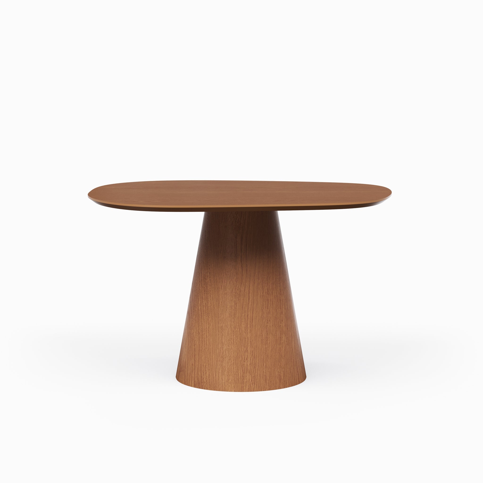 Round wood table with conical base in black finish