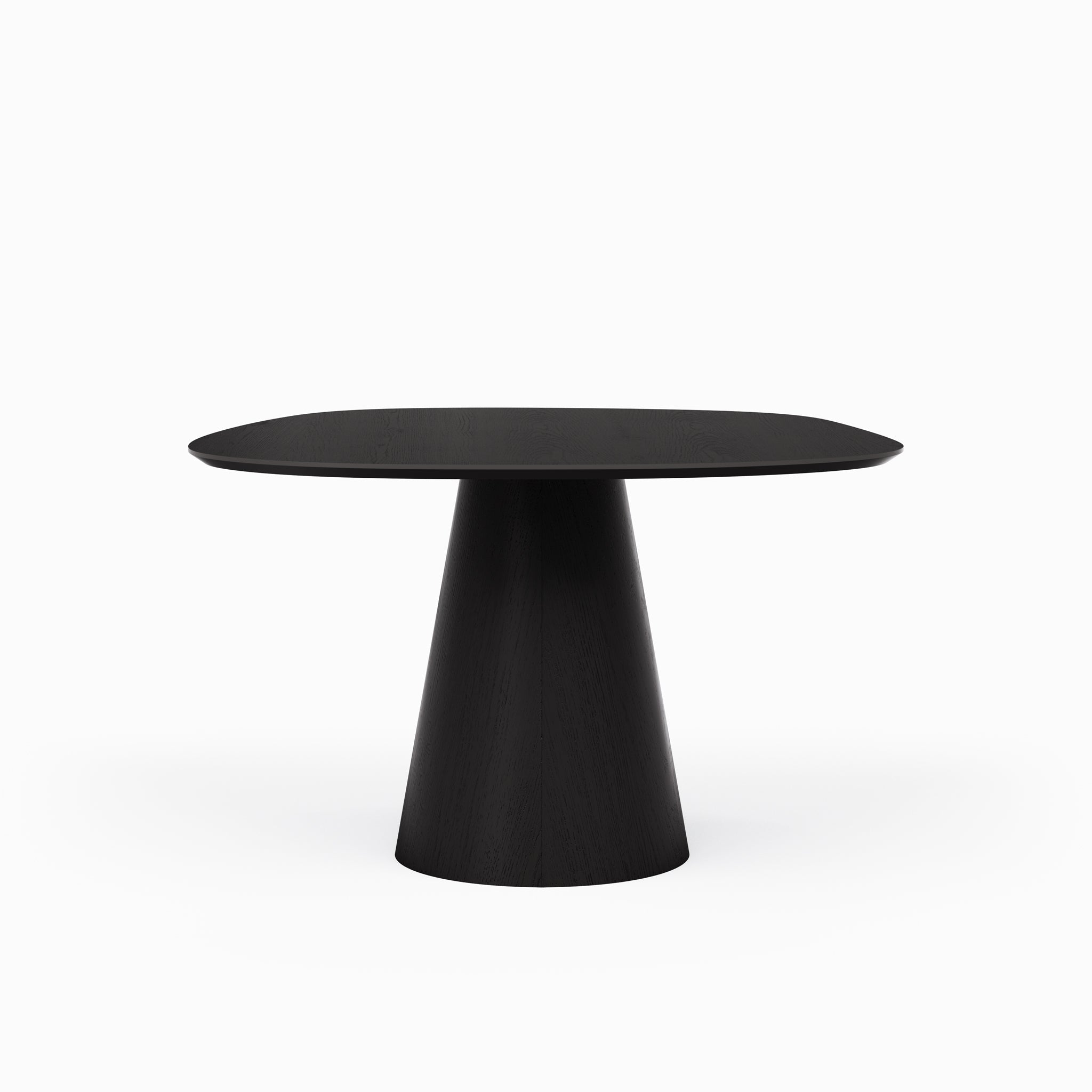 Small round dining table with conical base in walnut