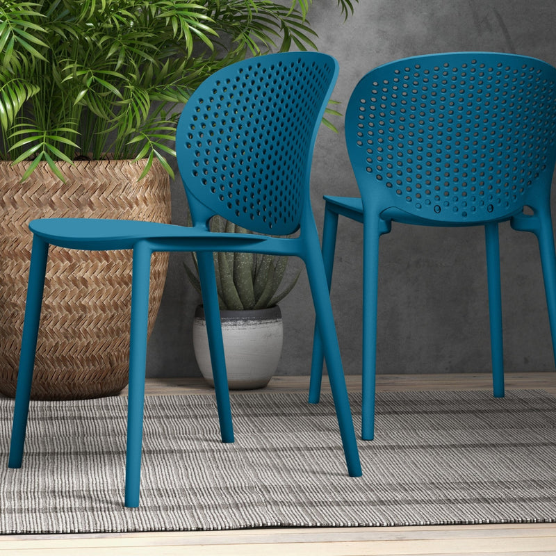 Bailey Outdoor Stacking Chair - Set of 4 - Urbia Chairs - Teal Green - HORNE