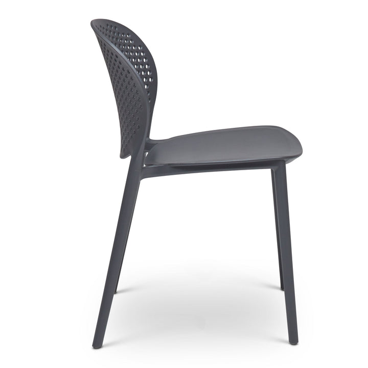 Bailey Outdoor Stacking Chair - Set of 4 - Urbia Chairs - Black Grey - HORNE