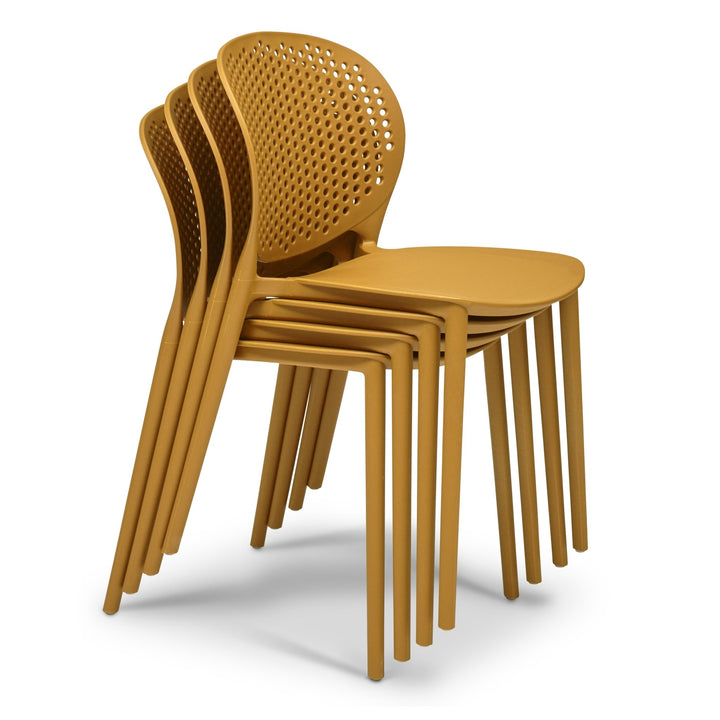 Bailey Outdoor Stacking Chair - Set of 4 - Urbia Chairs - Black Grey - HORNE