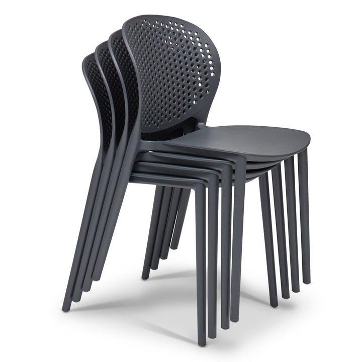 Bailey Outdoor Stacking Chair - Set of 4 - Urbia Chairs - Black Grey - HORNE