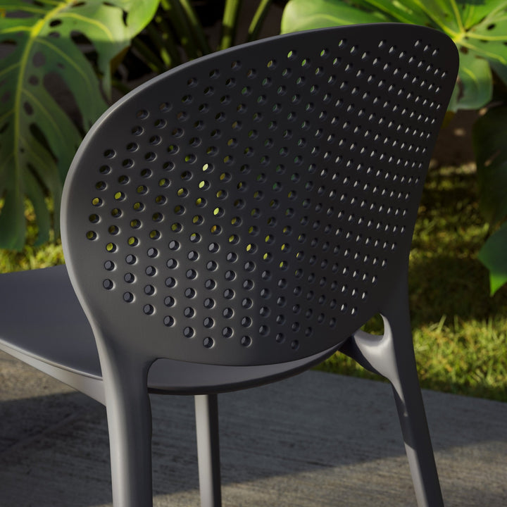 Bailey Outdoor Stacking Chair - Set of 4 - Urbia Chairs - Black Grey - HORNE