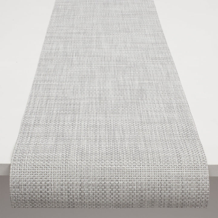 Basketweave Table Runner in White/Silver
