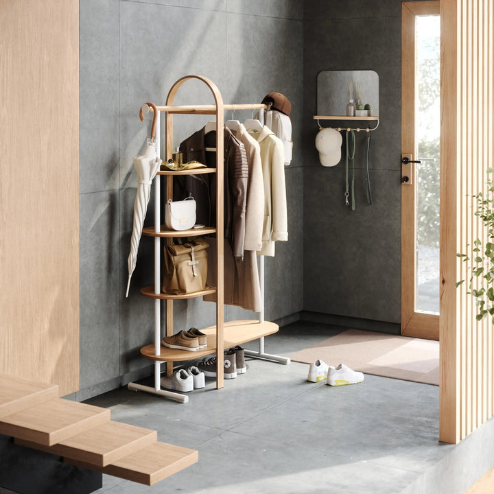 Bellwood Garment Rack - Form & Refine Coat + Key Racks - White-Natural - HORNE
