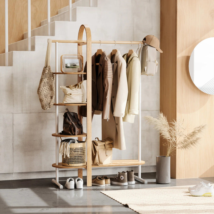 Bellwood Garment Rack - Form & Refine Coat + Key Racks - White-Natural - HORNE