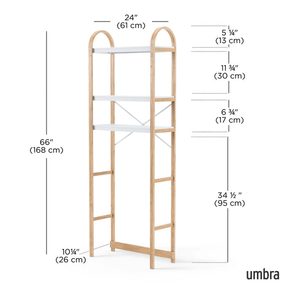 Bellwood Over the Toilet Shelf - Form & Refine Coat + Key Racks - White-Natural - HORNE