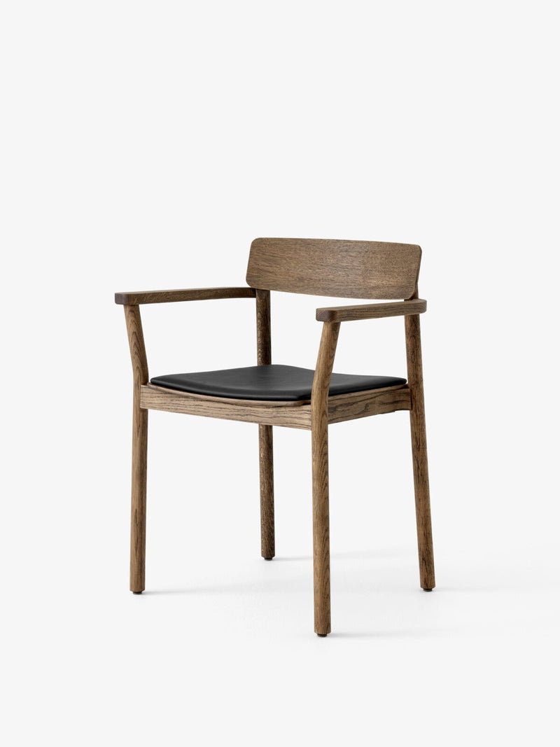 Betty Armchair - Leather Seat - &Tradition Chairs - Smoked Oiled Oak with Noble Aniline Leather Black - HORNE