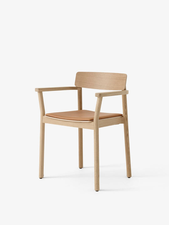 Betty Armchair - Leather Seat - &Tradition Chairs - Lacquered Oak with Noble Aniline Leather Cognac - HORNE