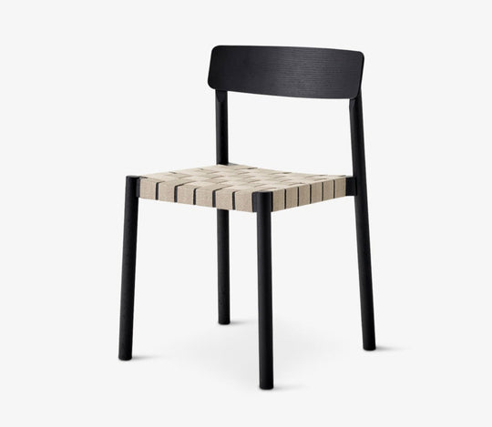 Betty Side Chair - No Upholstery - &Tradition Chairs - Black with Natural Linen - HORNE