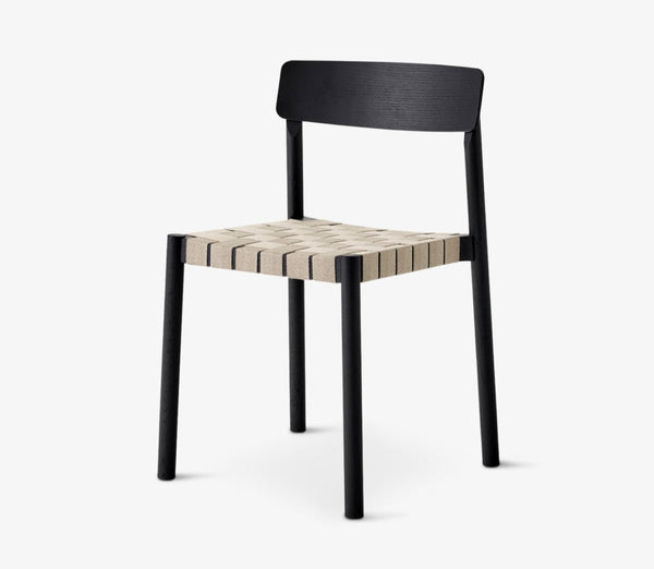 Betty Side Chair - No Upholstery - &Tradition Chairs - Black with Natural Linen - HORNE