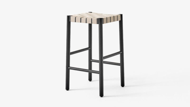 Betty Stool - &Tradition Stools + Benches + Ottomans - Smoked Oiled Oak with Natural Webbing - Bar Stool - HORNE