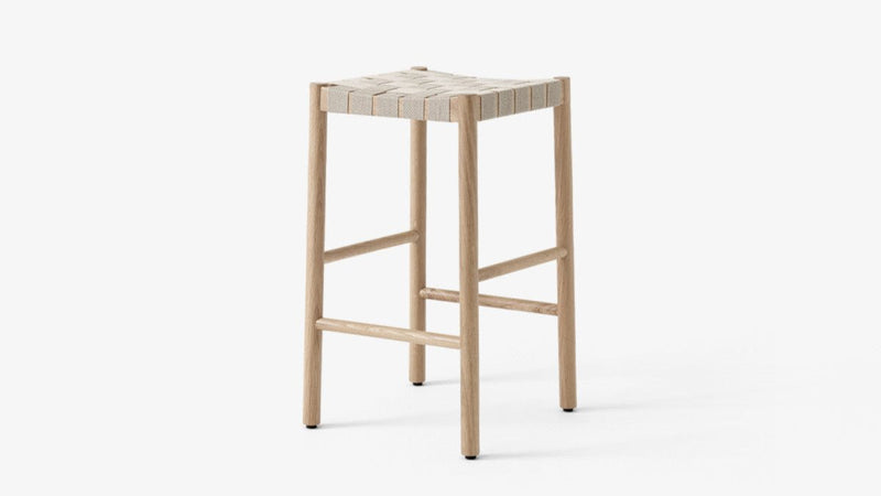 Betty Stool - &Tradition Stools + Benches + Ottomans - Smoked Oiled Oak with Natural Webbing - Bar Stool - HORNE